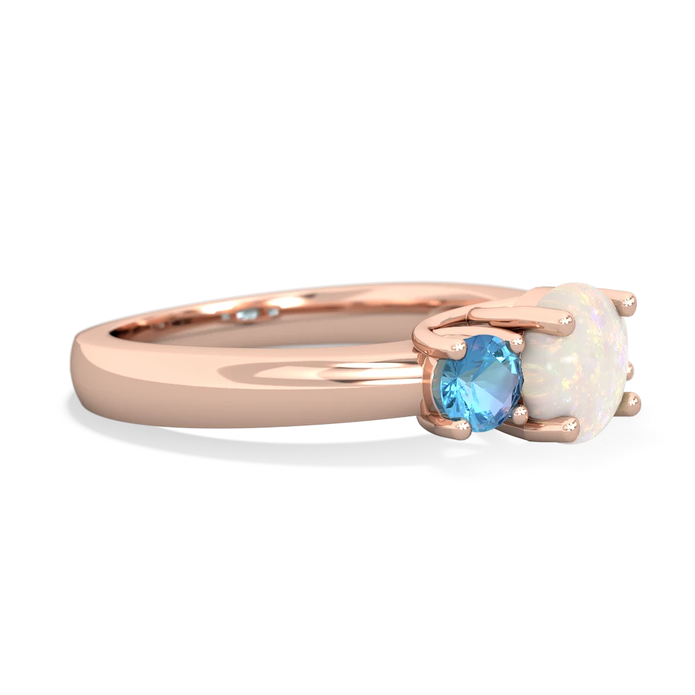 Opal Three Stone Round Trellis 14K Rose Gold ring R4018