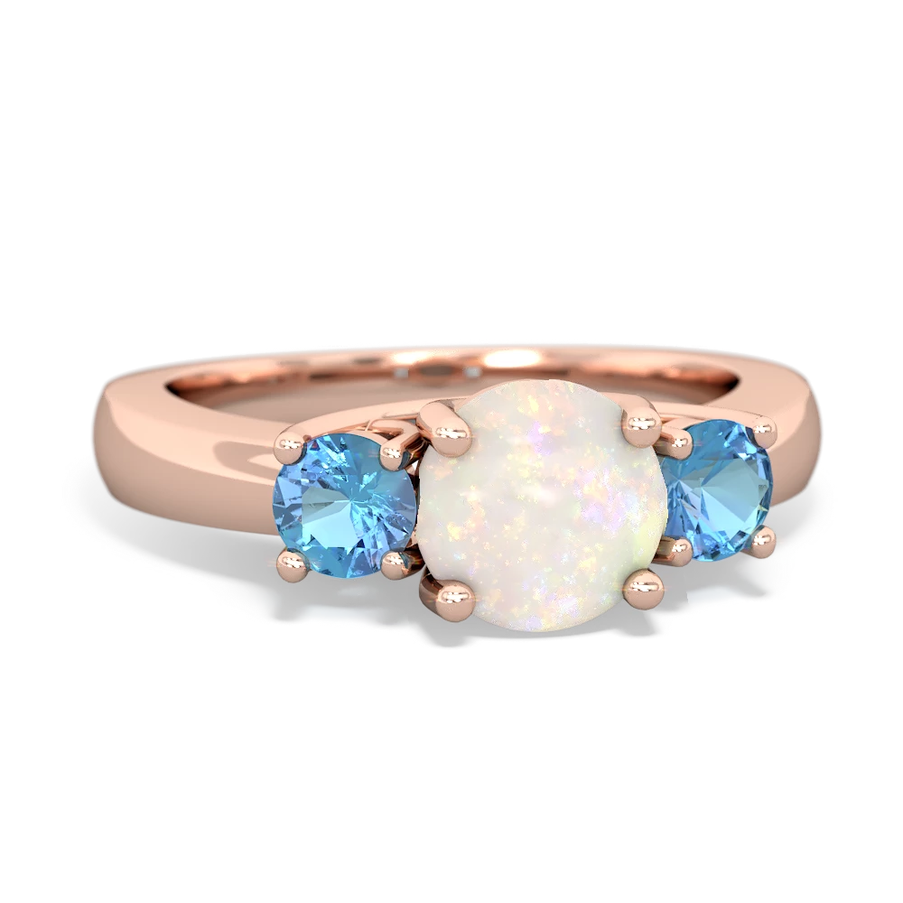 Opal Three Stone Round Trellis 14K Rose Gold ring R4018