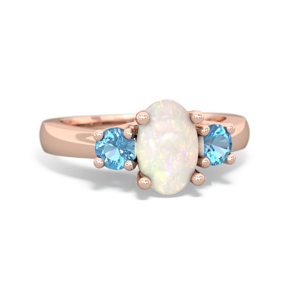 Opal Three Stone Oval Trellis 14K Rose Gold ring R4024