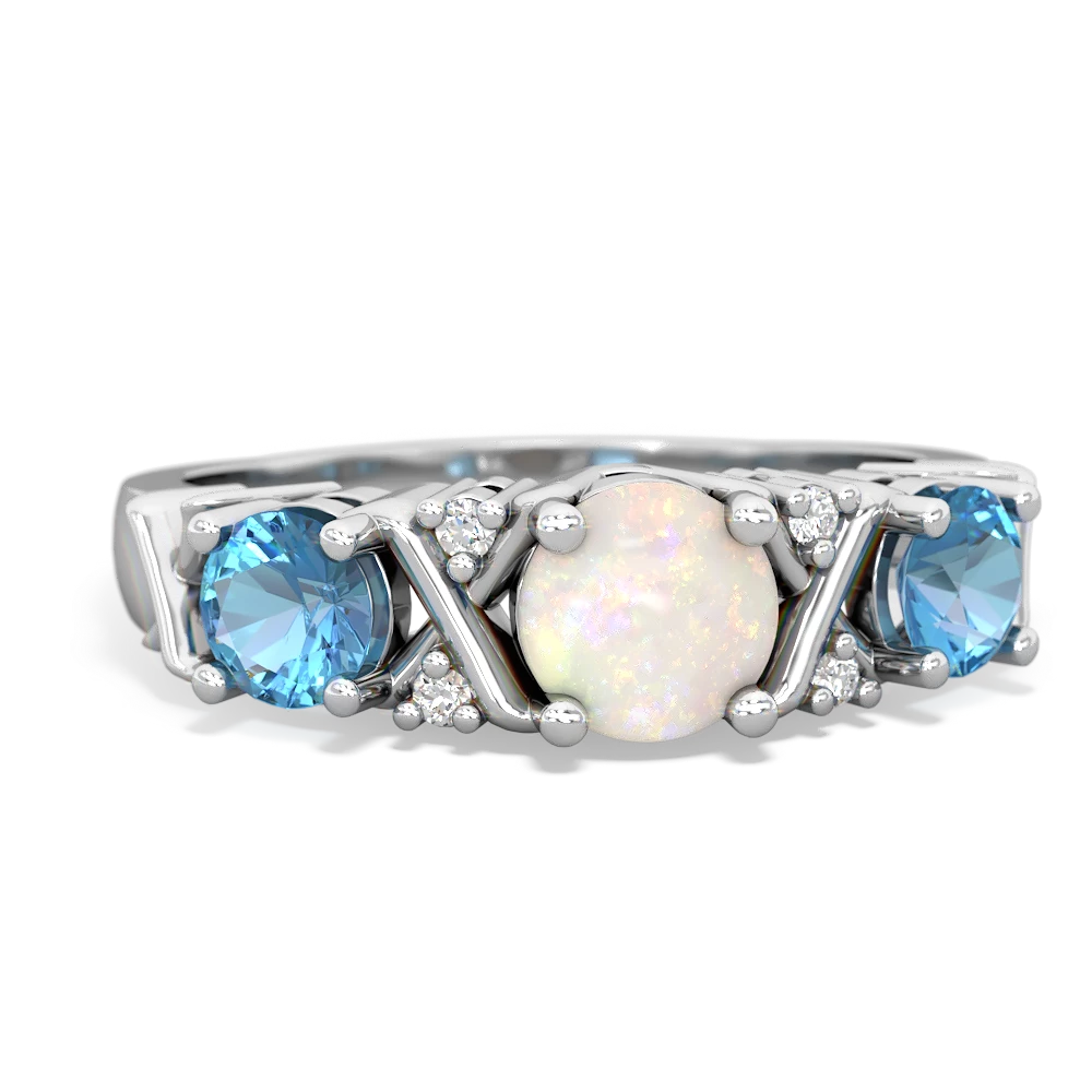 Opal Hugs And Kisses 14K White Gold ring R5016