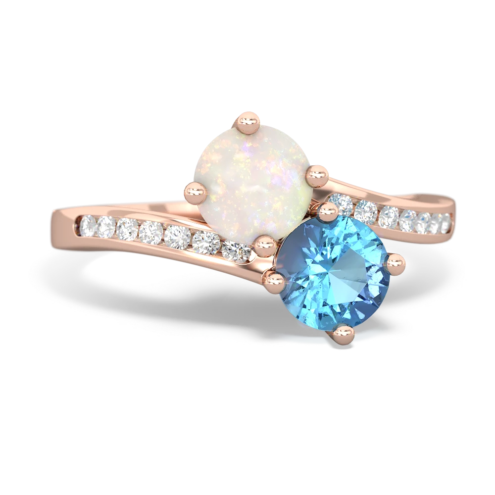 Opal Channel Set Two Stone 14K Rose Gold ring R5303