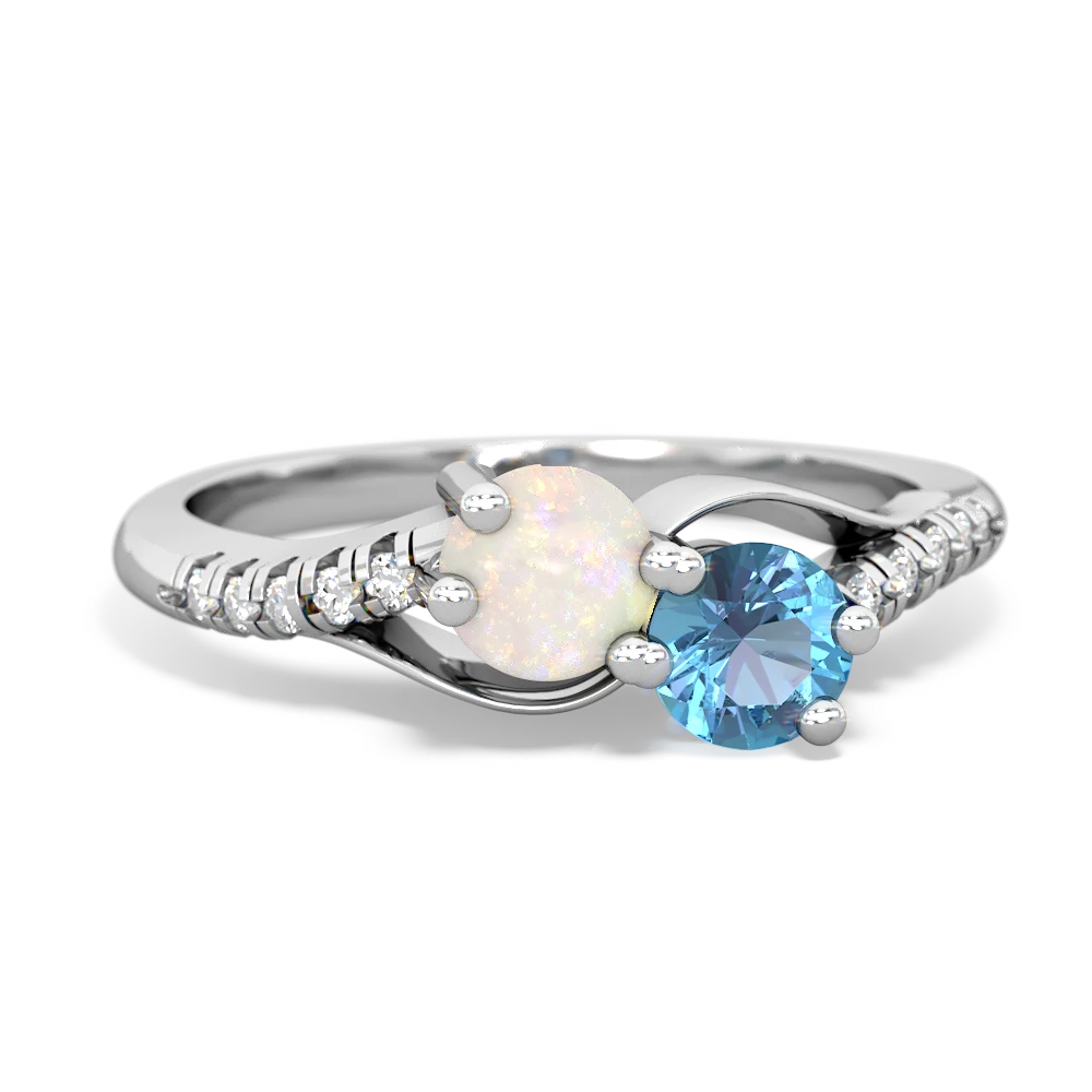 Opal Infinity Pave Two Stone 14K White Gold ring R5285