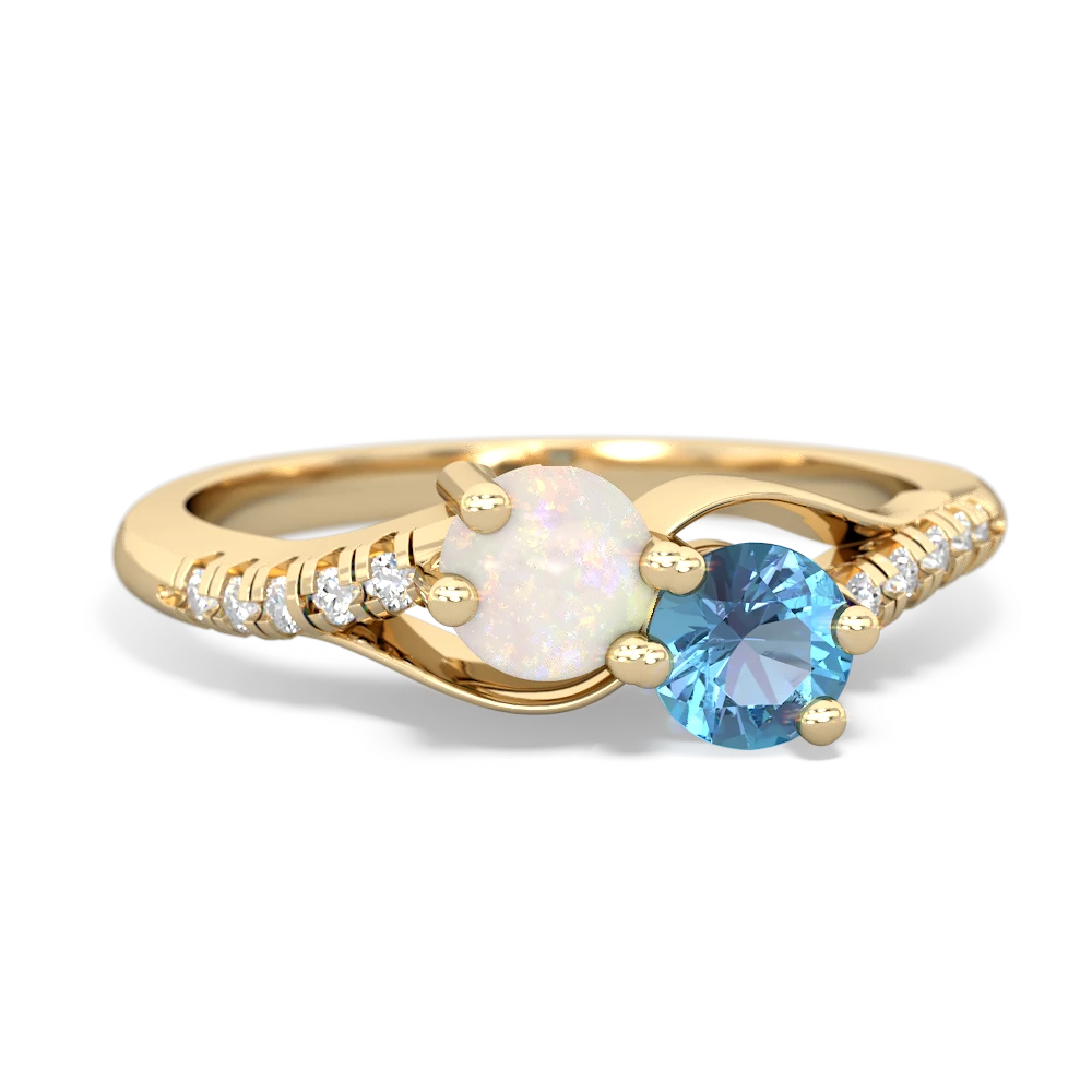 Opal Infinity Pave Two Stone 14K Yellow Gold ring R5285