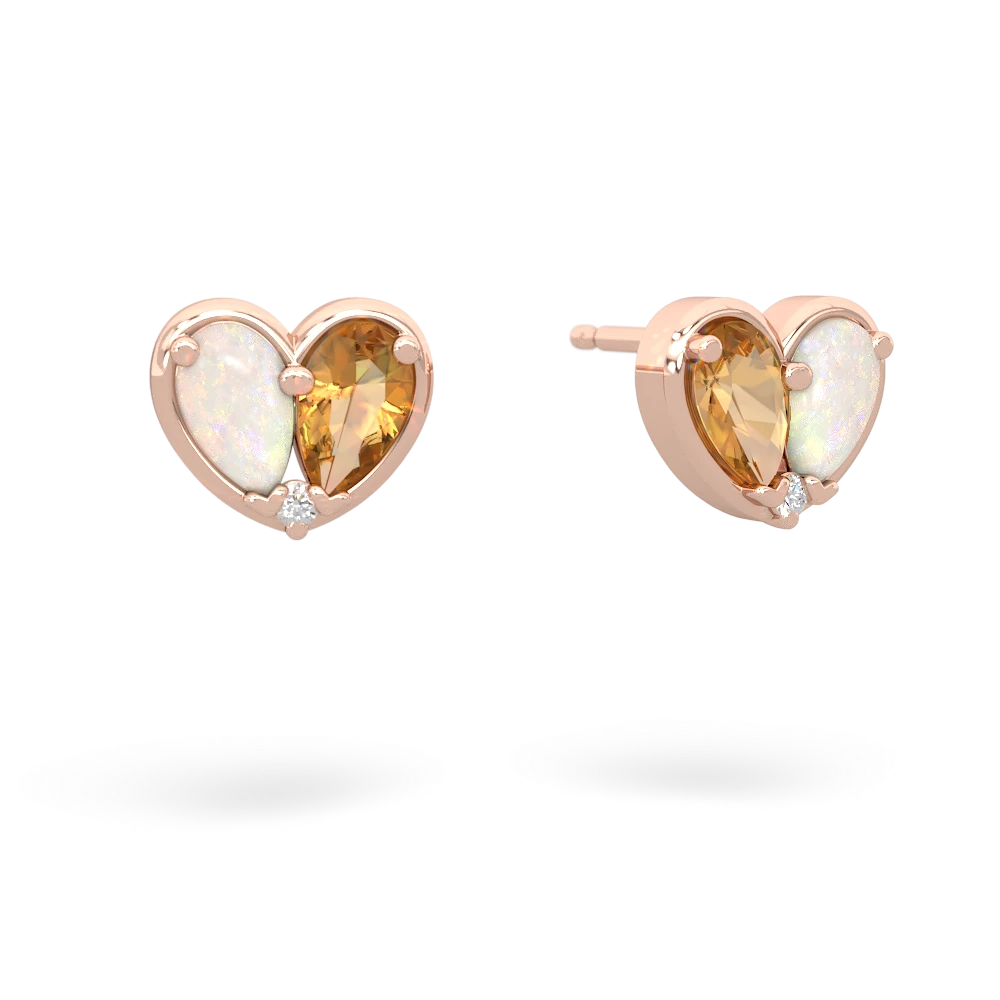 Opal 'Our Heart' 14K Rose Gold earrings E5072