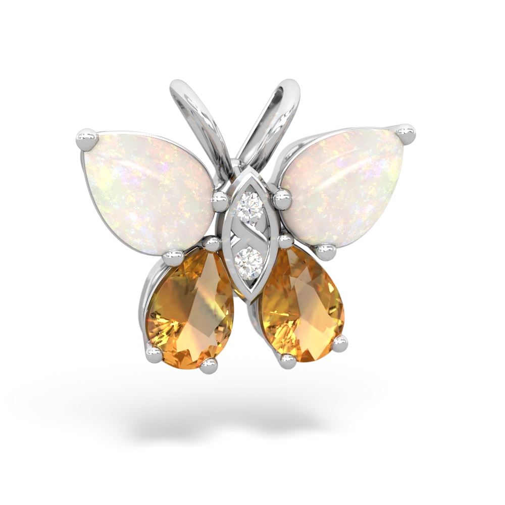 Opal Butterfly 14K White Gold pendant P2215