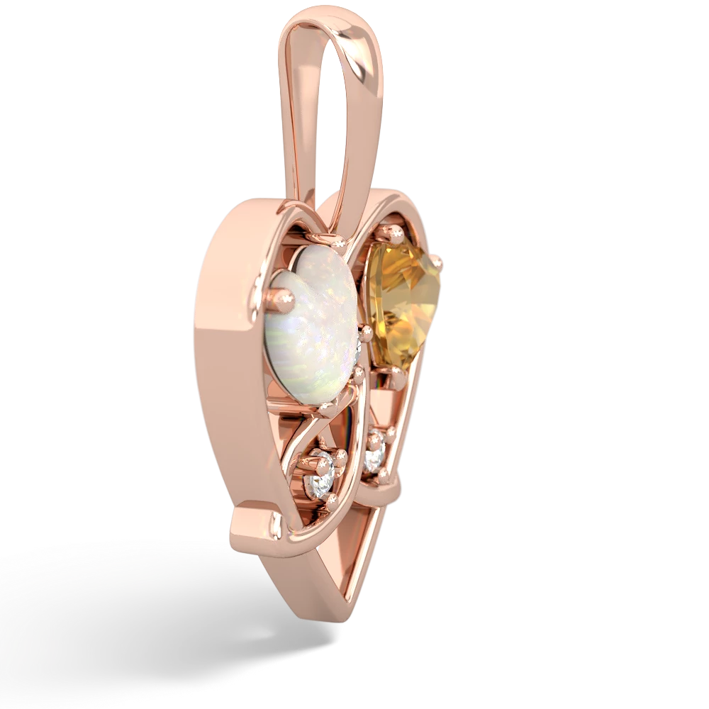 Opal Celtic Trinity Heart 14K Rose Gold pendant P5331