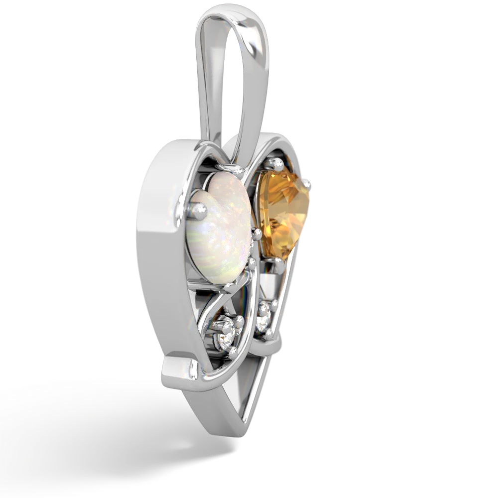 Opal Celtic Trinity Heart 14K White Gold pendant P5331