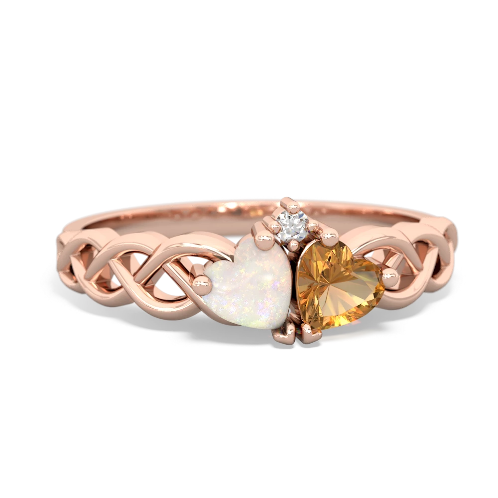 Opal Heart To Heart Braid 14K Rose Gold ring R5870