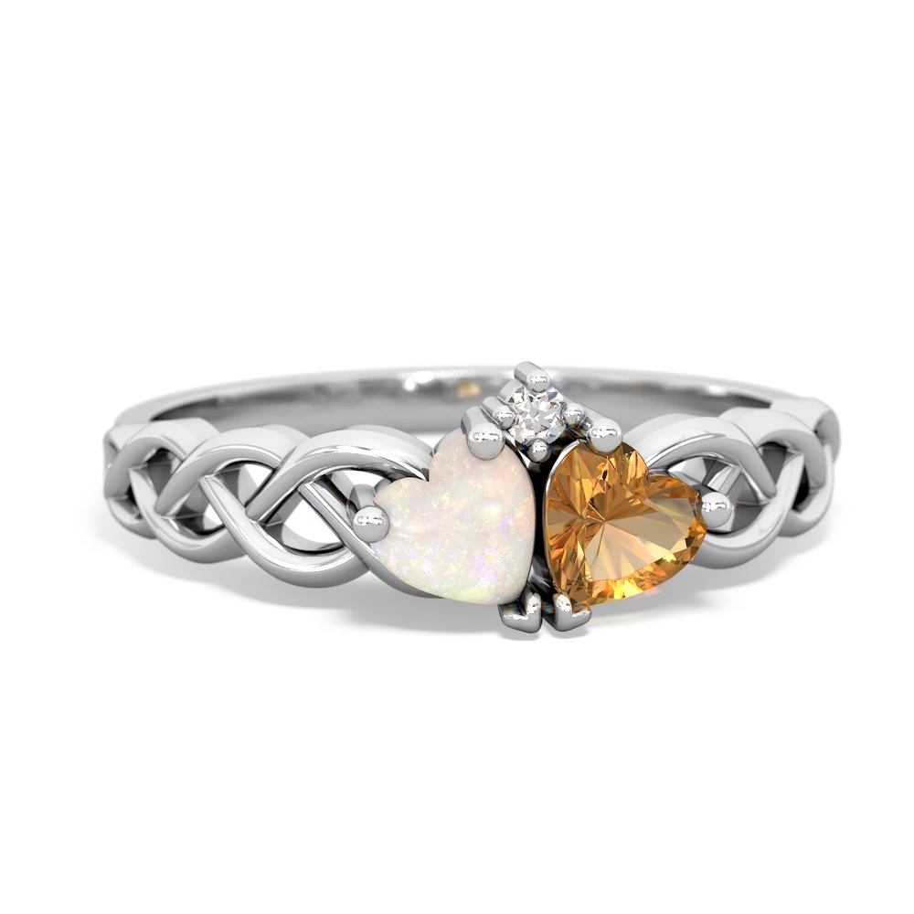 Opal Heart To Heart Braid 14K White Gold ring R5870