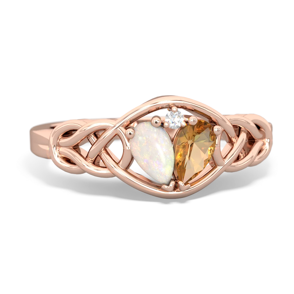 Opal Celtic Love Knot 14K Rose Gold ring R5420