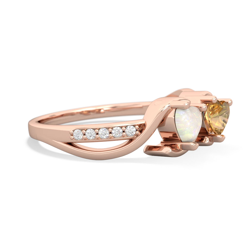 Opal Side By Side 14K Rose Gold ring R3090