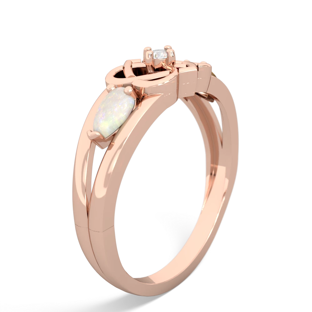 Opal Hearts Intertwined 14K Rose Gold ring R5880