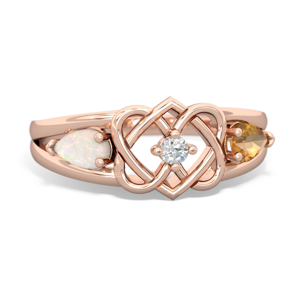 Opal Hearts Intertwined 14K Rose Gold ring R5880