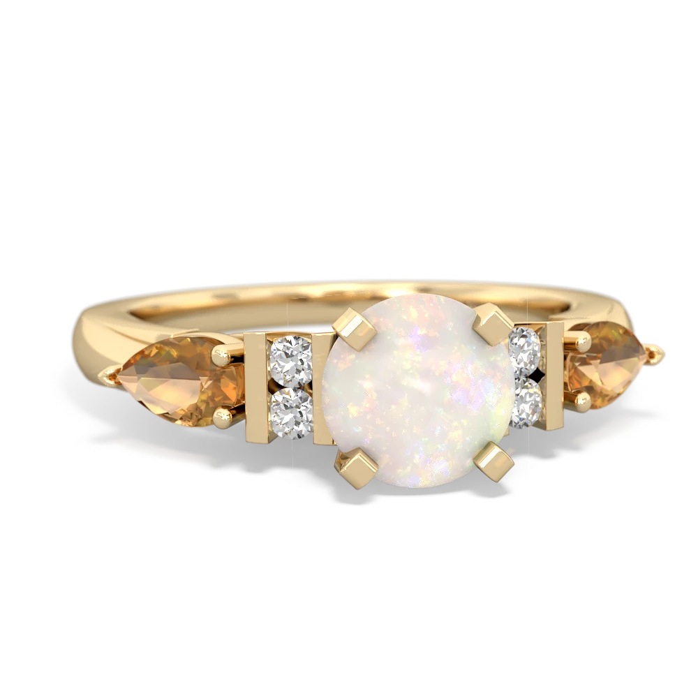 Opal 6Mm Round Eternal Embrace Engagement 14K Yellow Gold ring R2005