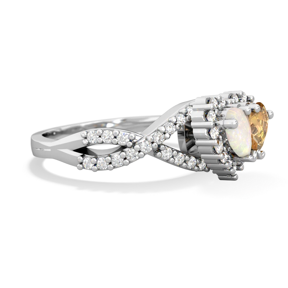 Opal Diamond Twist 'One Heart' 14K White Gold ring R2640HRT