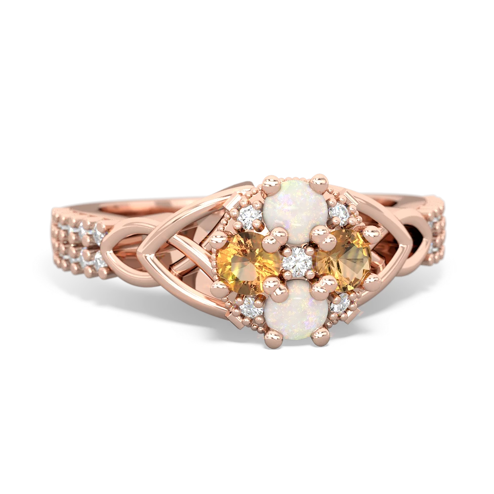 Opal Celtic Knot Cluster Engagement 14K Rose Gold ring R26443RD