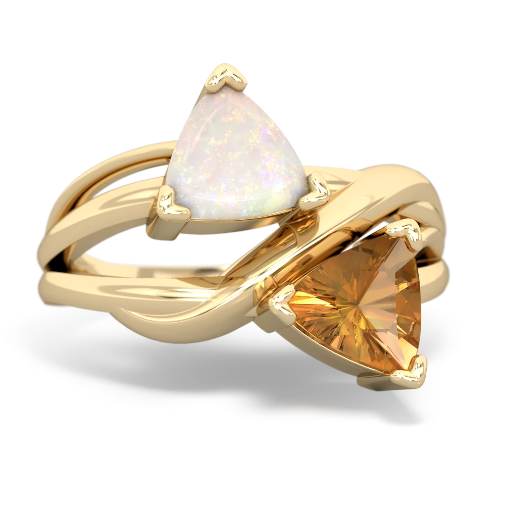 Opal Split Band Swirl 14K Yellow Gold ring R2341