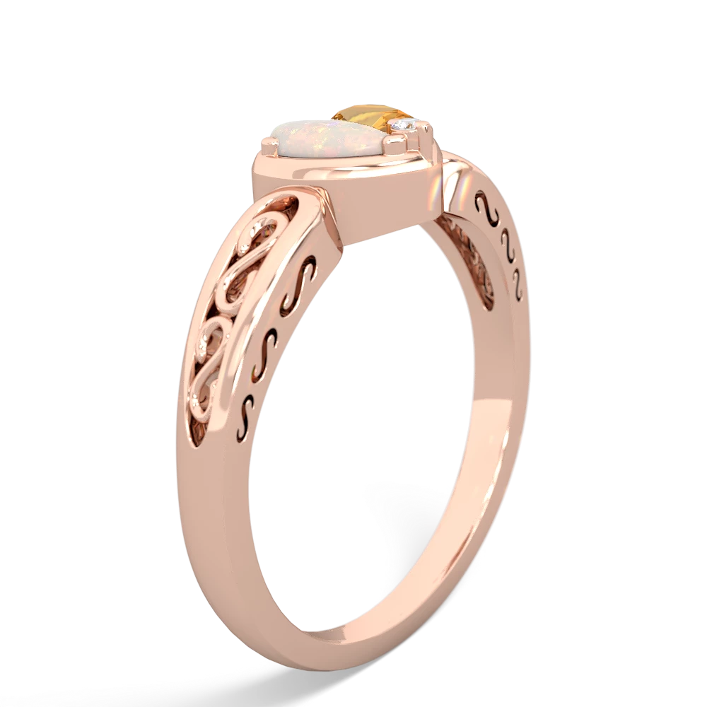 Opal Filligree 'One Heart' 14K Rose Gold ring R5070