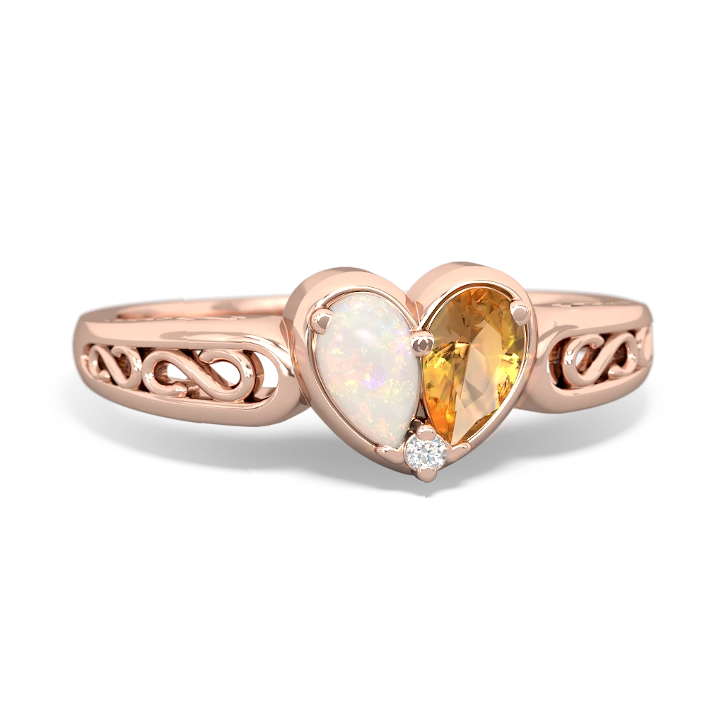 Opal Filligree 'One Heart' 14K Rose Gold ring R5070