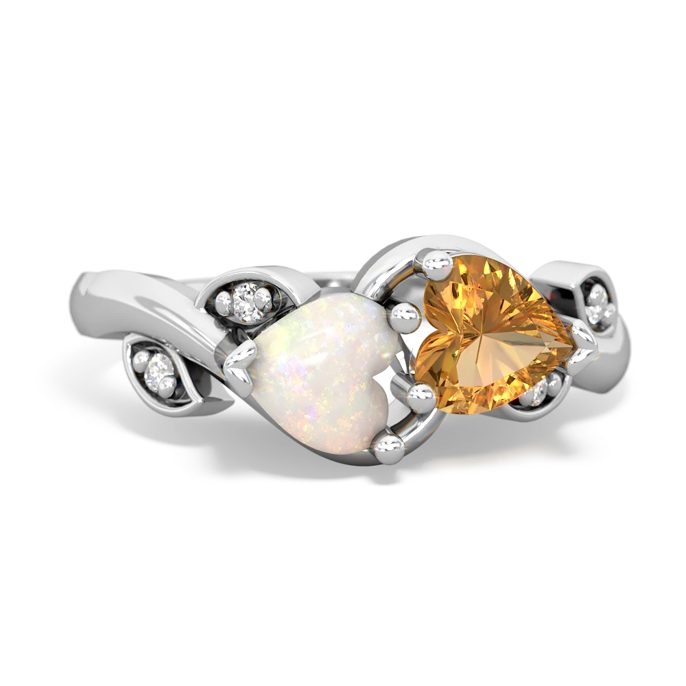 Opal Floral Elegance 14K White Gold ring R5790