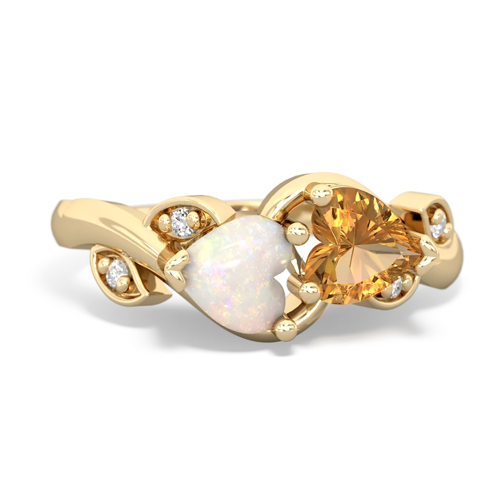 Opal Floral Elegance 14K Yellow Gold ring R5790