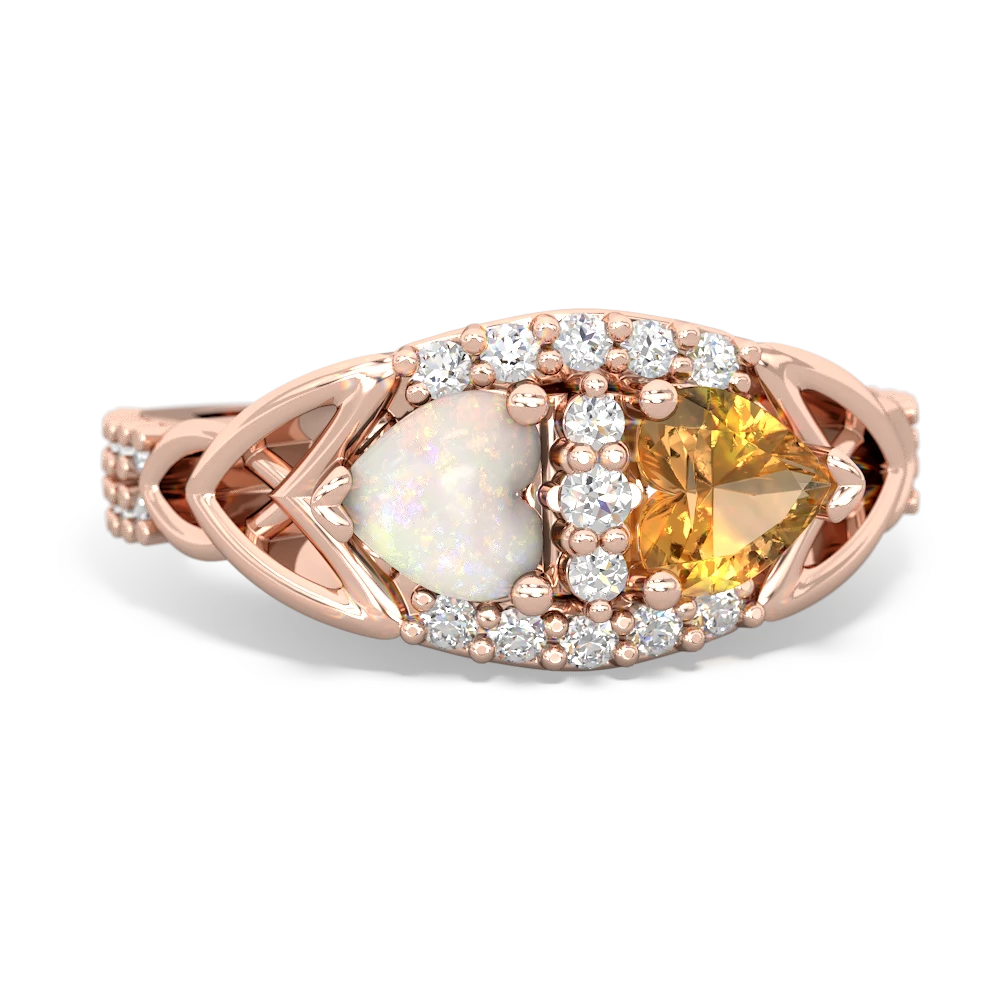 Opal Sparkling Celtic Knot 14K Rose Gold ring R2645