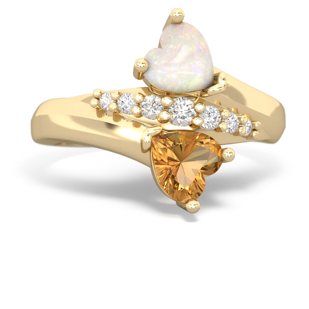 Opal Heart To Heart 14K Yellow Gold ring R2064