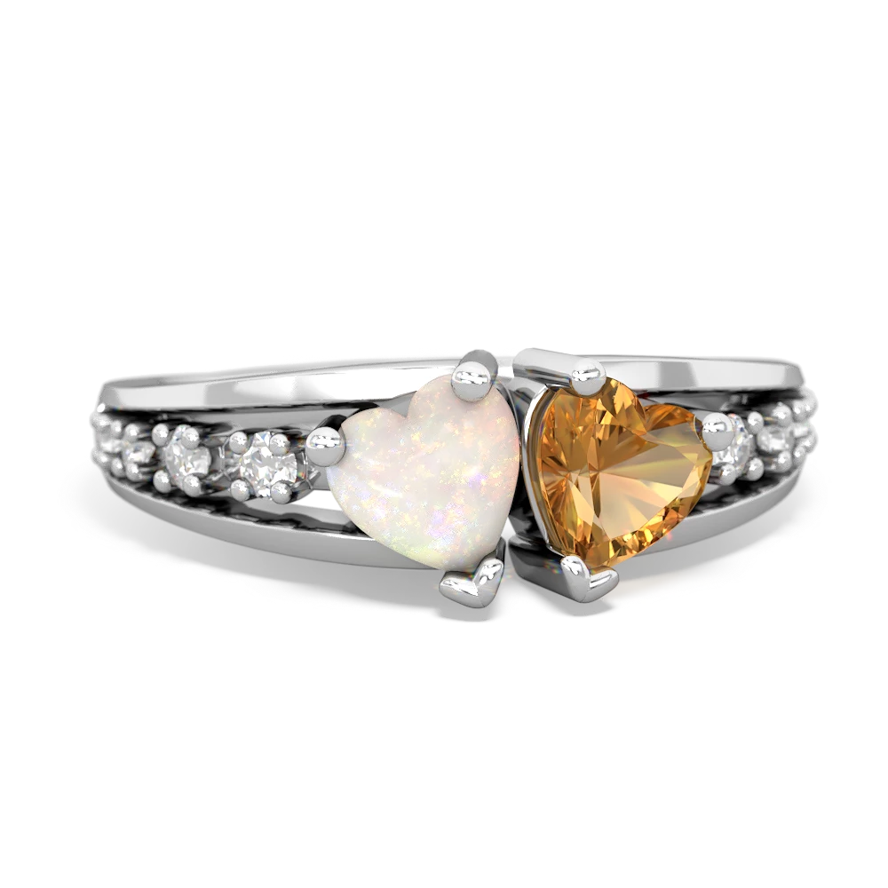 Opal Heart To Heart 14K White Gold ring R3342