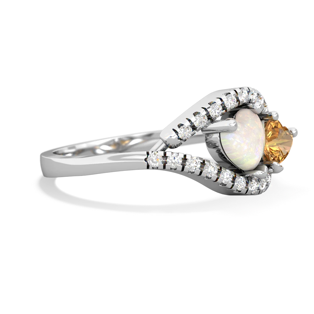 Opal Mother And Child 14K White Gold ring R3010