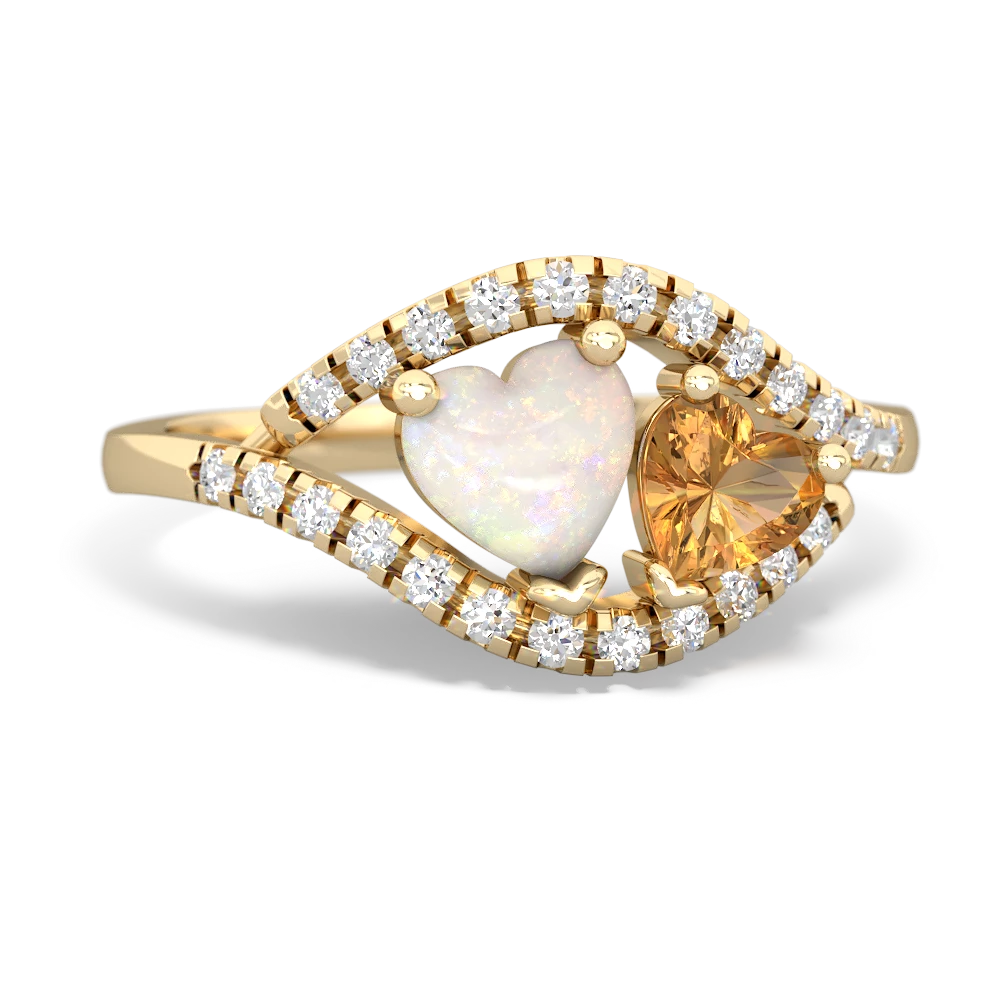 Opal Mother And Child 14K Yellow Gold ring R3010