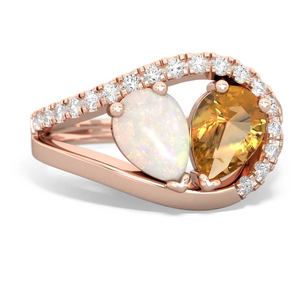 Opal Nestled Heart Keepsake 14K Rose Gold ring R5650