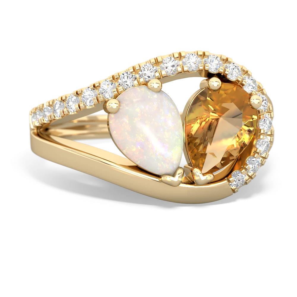 Opal Nestled Heart Keepsake 14K Yellow Gold ring R5650