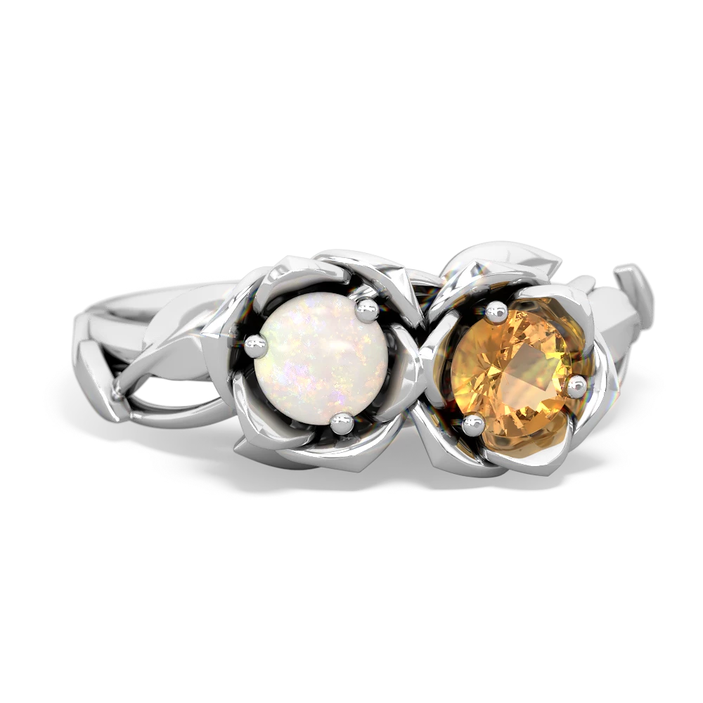 Opal Rose Garden 14K White Gold ring R5510