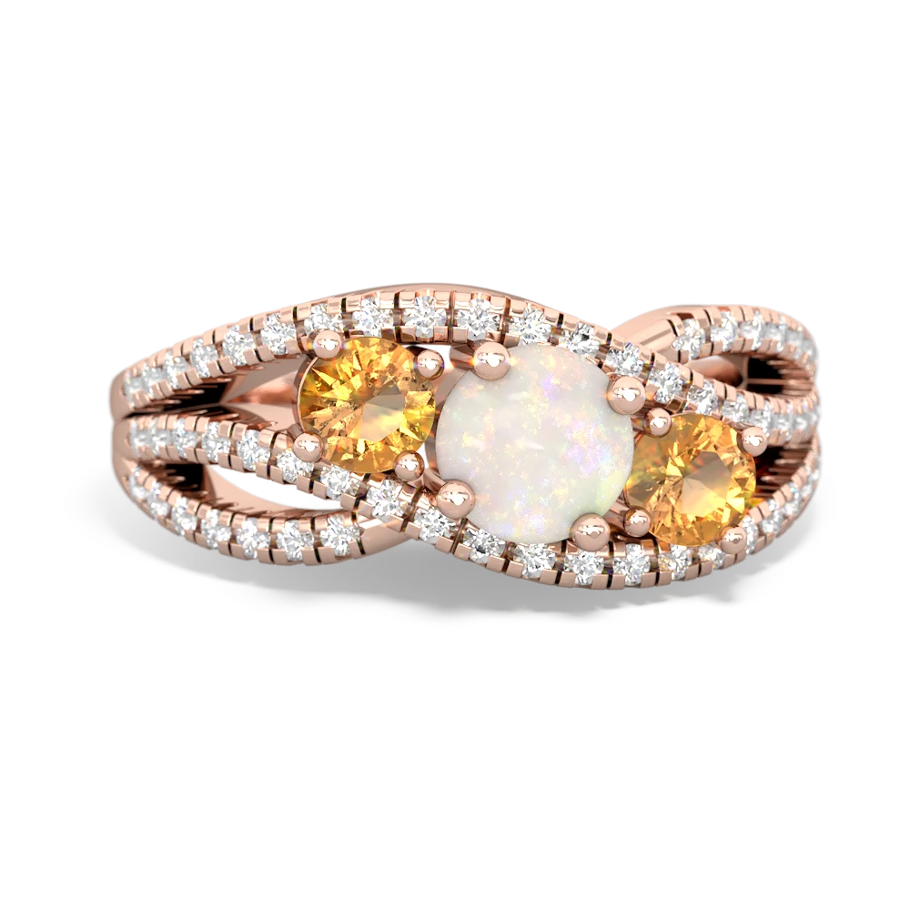 Opal Three Stone Aurora 14K Rose Gold ring R3080