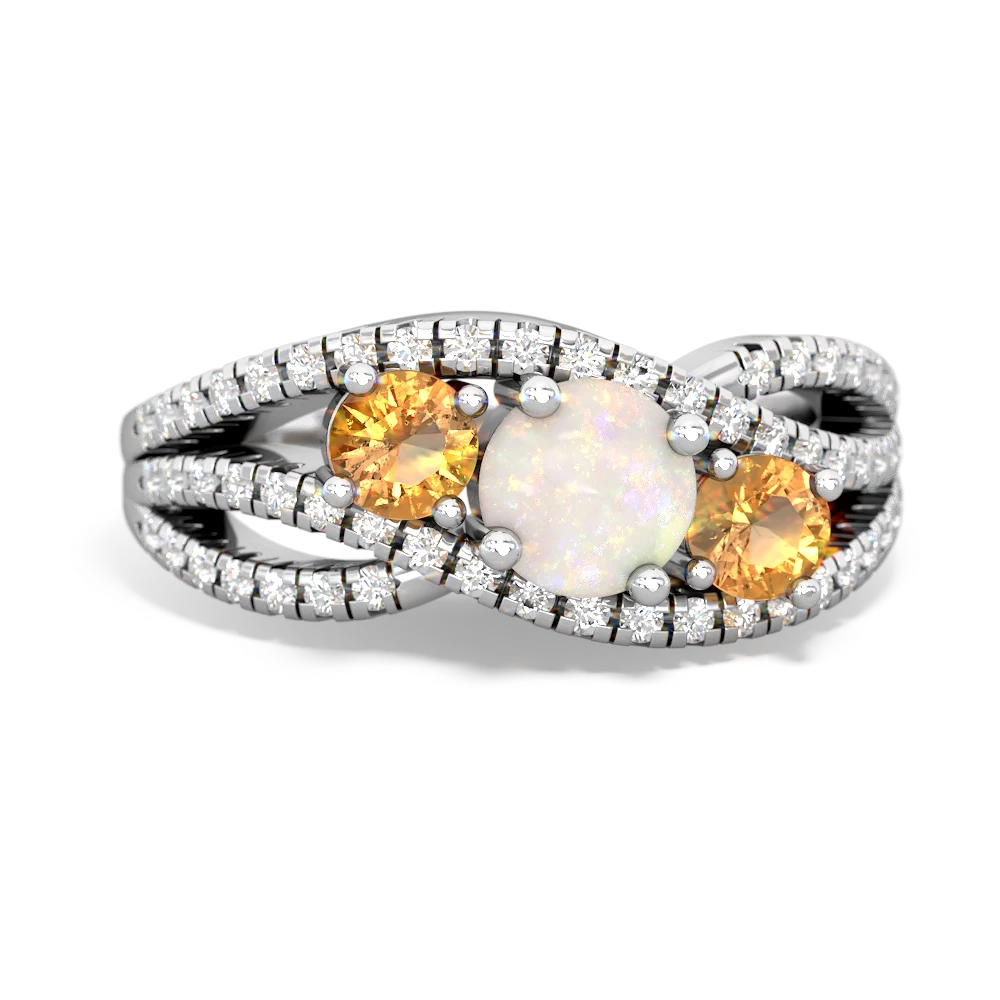 Opal Three Stone Aurora 14K White Gold ring R3080