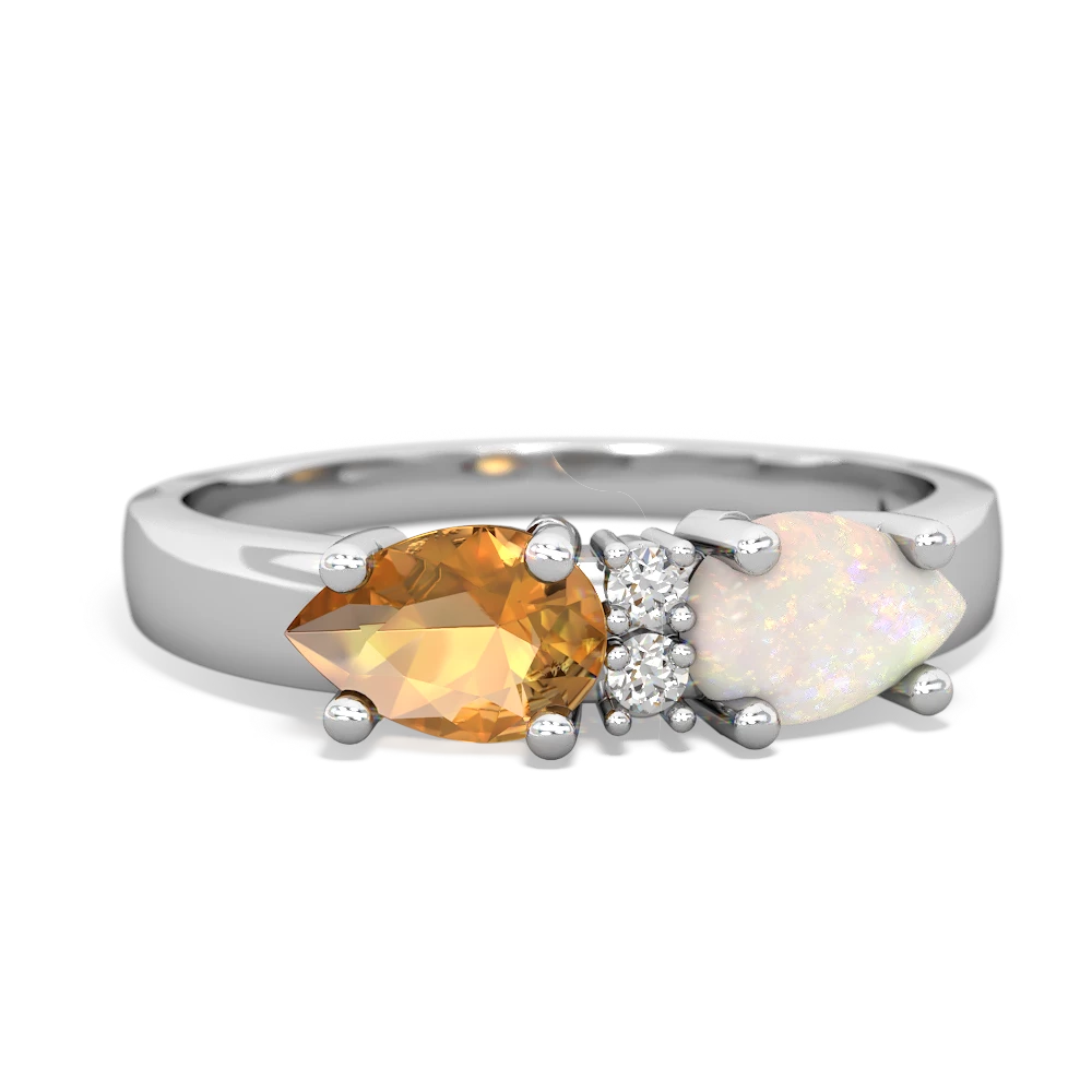 Opal Pear Bowtie 14K White Gold ring R0865