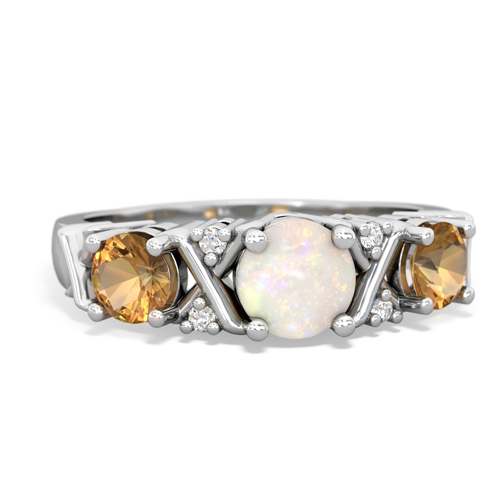 Opal Hugs And Kisses 14K White Gold ring R5016