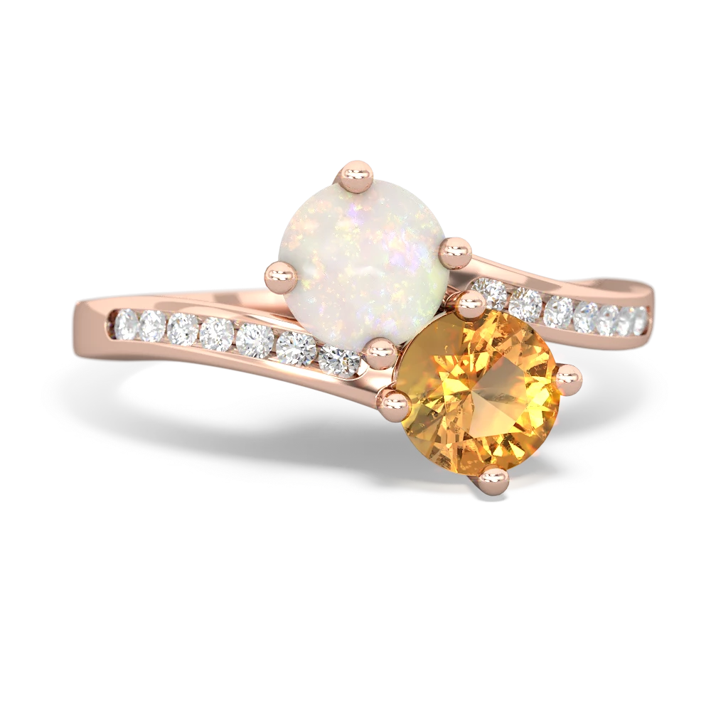 Opal Channel Set Two Stone 14K Rose Gold ring R5303