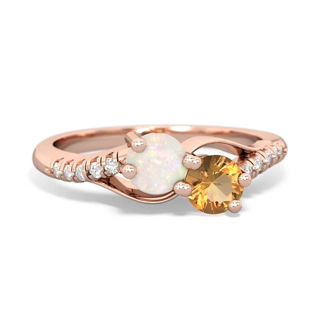 Opal Infinity Pave Two Stone 14K Rose Gold ring R5285