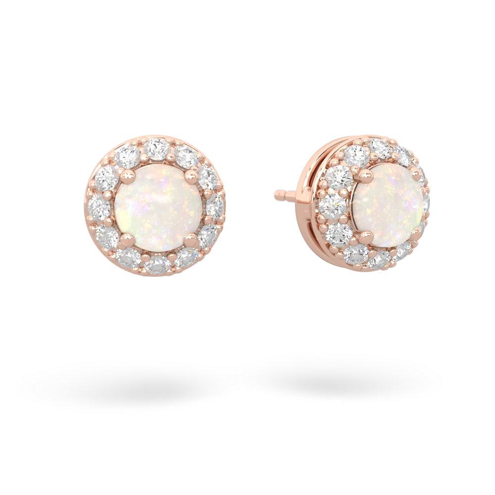 Opal Diamond Halo 14K Rose Gold earrings E5370