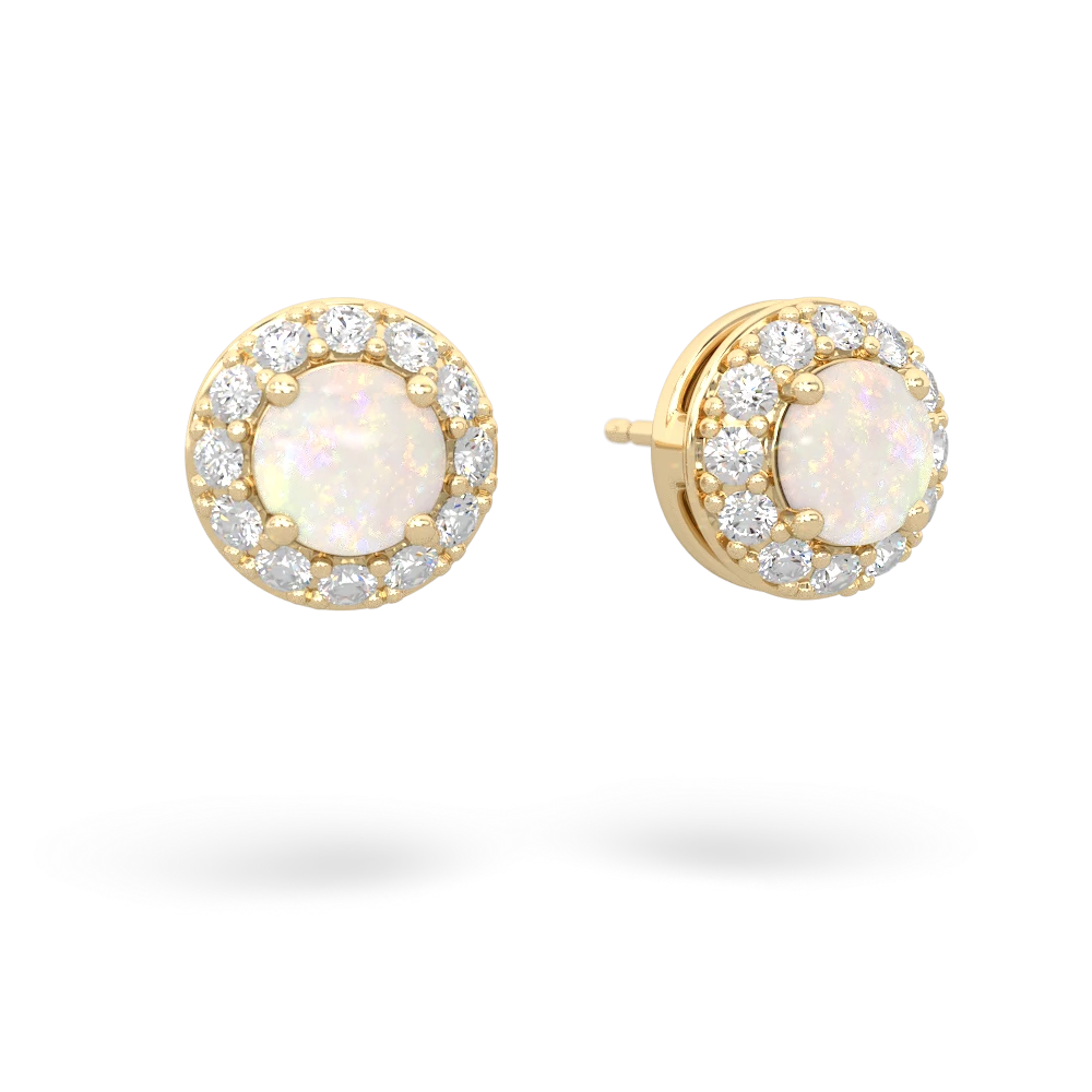 Opal Diamond Halo 14K Yellow Gold earrings E5370