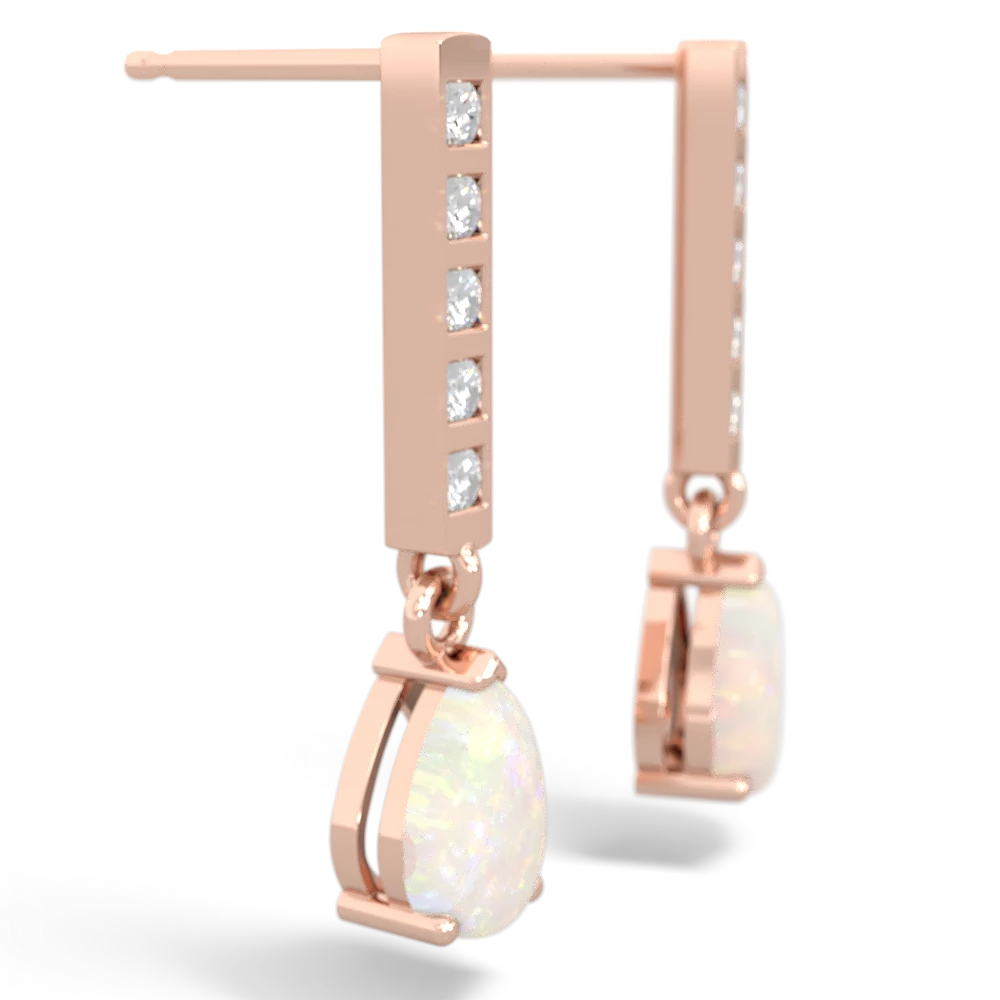 Opal Art Deco Diamond Drop 14K Rose Gold earrings E5324