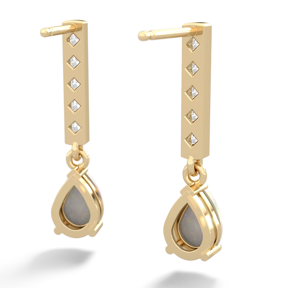 Opal Art Deco Diamond Drop 14K Yellow Gold earrings E5324