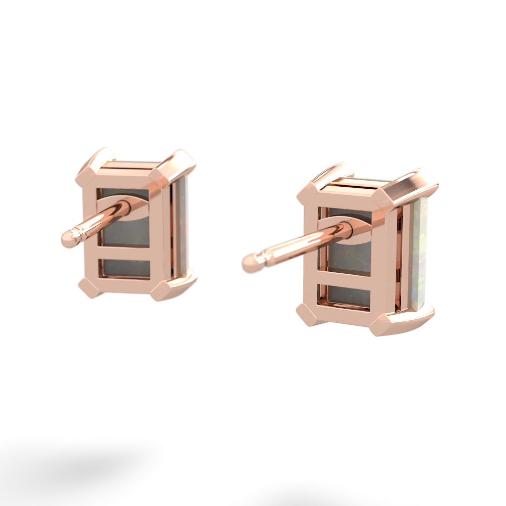 Opal 7X5mm Emerald-Cut Stud 14K Rose Gold earrings E1856