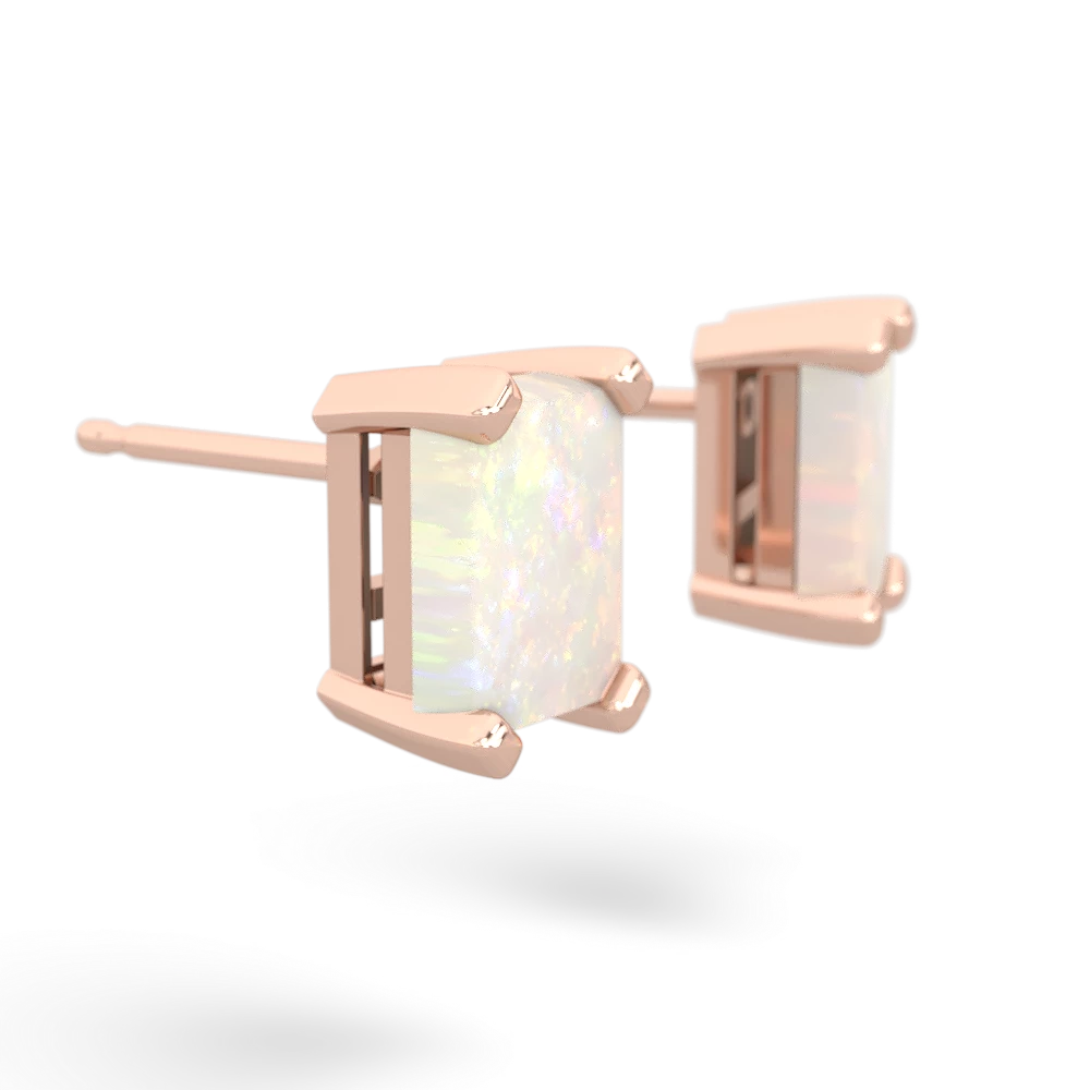 Opal 7X5mm Emerald-Cut Stud 14K Rose Gold earrings E1856