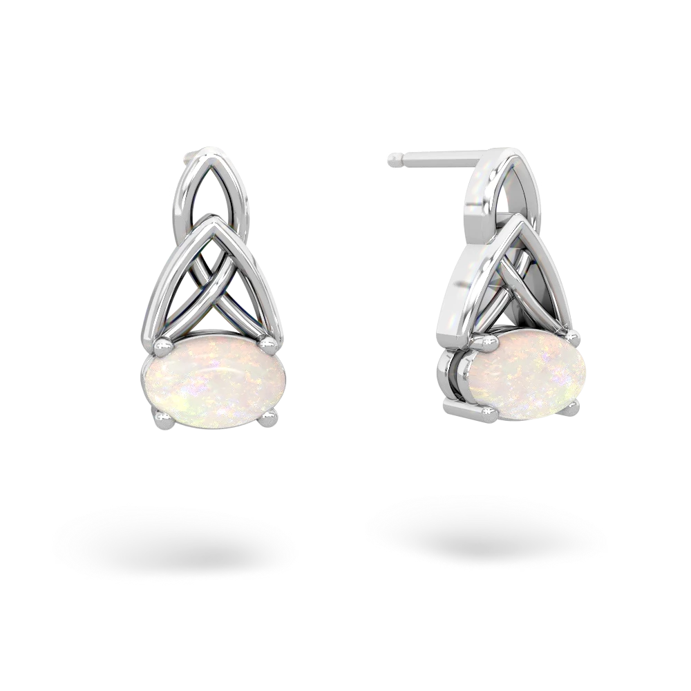 Opal Celtic Trinity Knot 14K White Gold earrings E2389