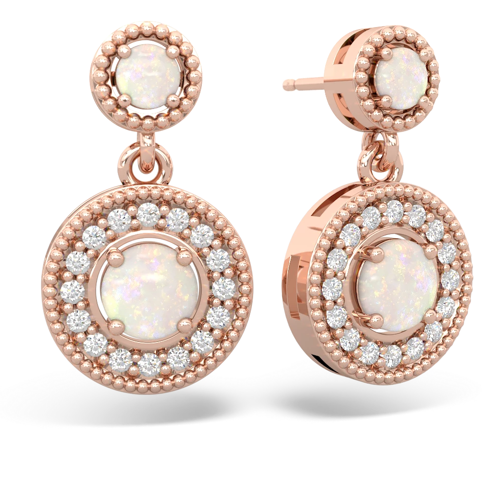 Opal Halo Dangle 14K Rose Gold earrings E5319