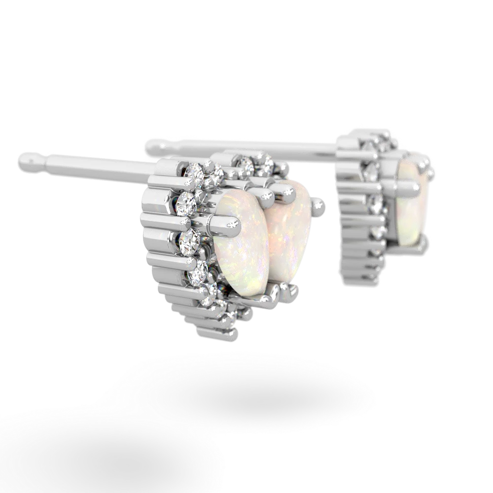 Opal Halo 14K White Gold earrings E7008
