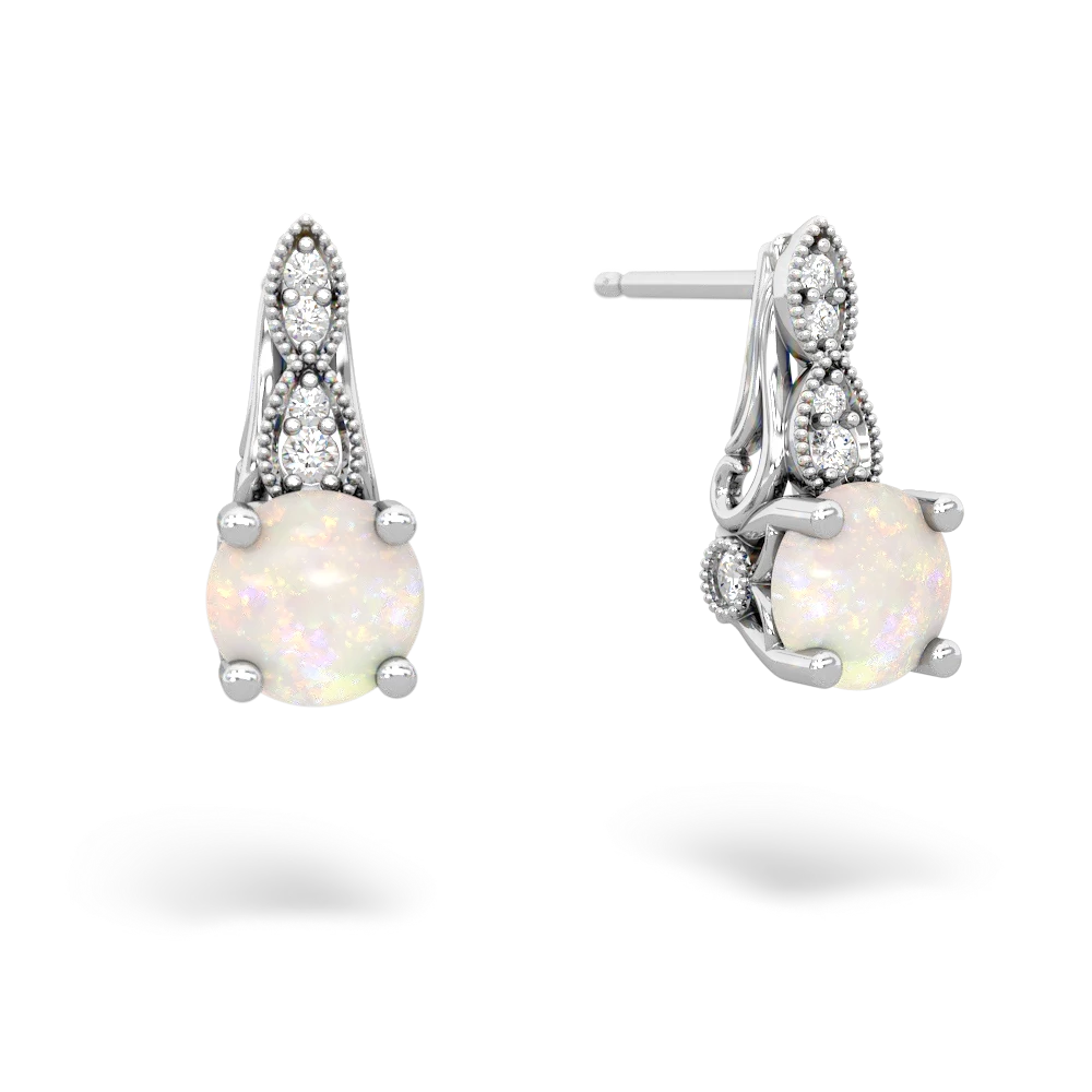 Opal Antique Elegance 14K White Gold earrings E3100