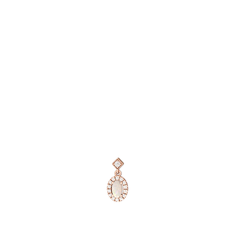 Opal Antique-Style Halo 14K Rose Gold earrings E5720